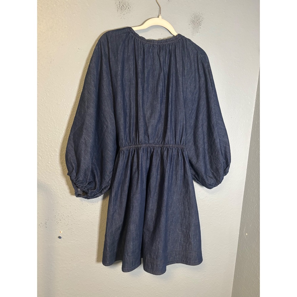 Free People Portia Denim Mini Dress V Neck Size Medium - Picture 9 of 11